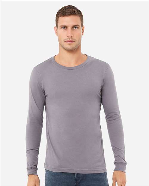 Bella+Canvas 3501 Unisex Jersey Long Sleeve Tee - Storm - model front