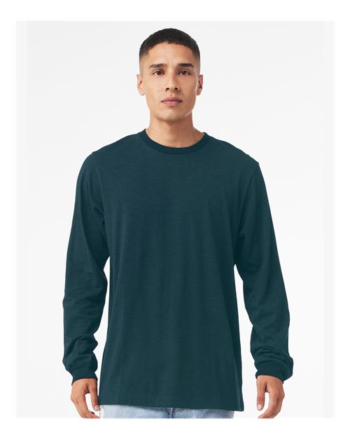 Bella+Canvas 3501 Unisex Jersey Long Sleeve Tee - Atlantic - model front