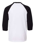 BELLA + CANVAS 3200Y Youth Three-Quarter Sleeve Baseball Tee - White/ Black - back