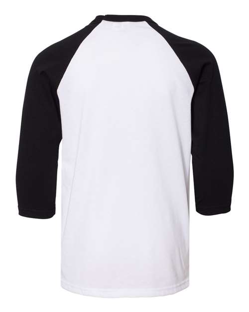 BELLA + CANVAS 3200Y Youth Three-Quarter Sleeve Baseball Tee - White/ Black - back