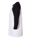 BELLA + CANVAS 3200Y Youth Three-Quarter Sleeve Baseball Tee - White/ Black - side