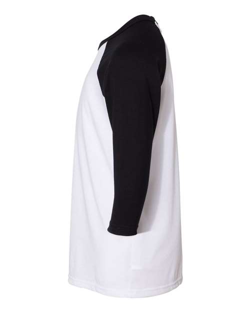 BELLA + CANVAS 3200Y Youth Three-Quarter Sleeve Baseball Tee - White/ Black - side