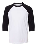 BELLA + CANVAS 3200Y Youth Three-Quarter Sleeve Baseball Tee - White/ Black - front
