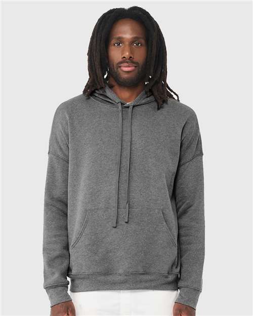 BELLA + CANVAS 3729 Unisex Sponge Fleece Drop Shoulder Hoodie Sweatshirt - Deep Heather - model front