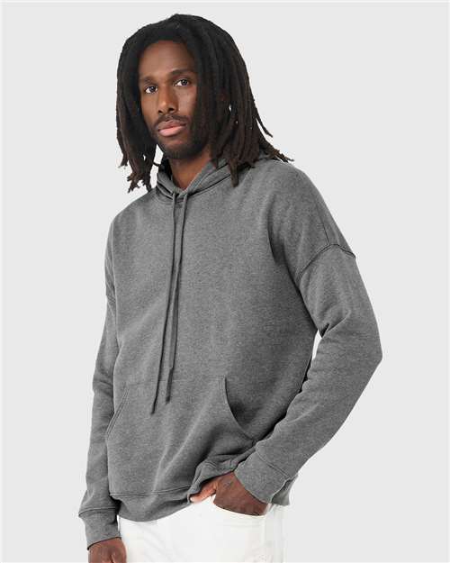 BELLA + CANVAS 3729 Unisex Sponge Fleece Drop Shoulder Hoodie Sweatshirt - Deep Heather - model side