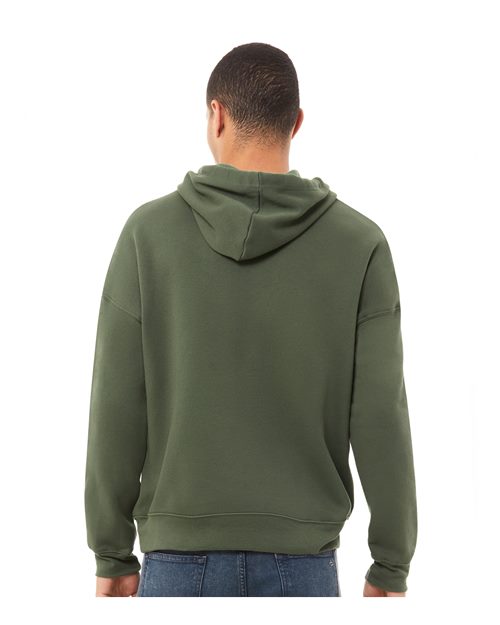BELLA + CANVAS 3729 Unisex Sponge Fleece Drop Shoulder Hoodie Sweatshirt - Military Green - model back