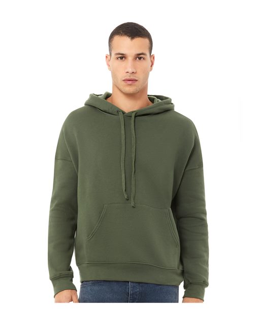 BELLA + CANVAS 3729 Unisex Sponge Fleece Drop Shoulder Hoodie Sweatshirt - Military Green - model front