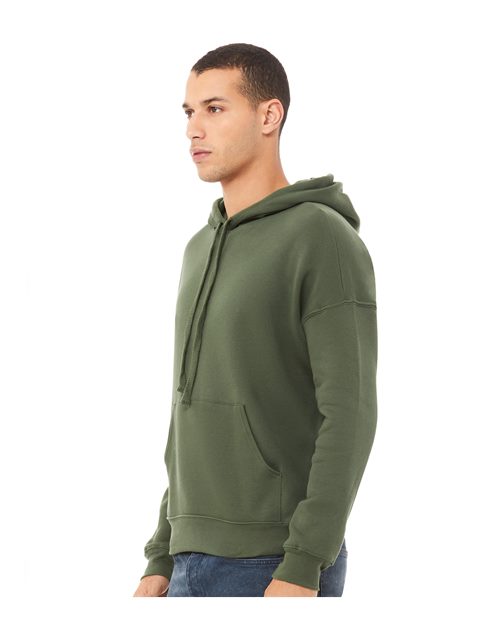 BELLA + CANVAS 3729 Unisex Sponge Fleece Drop Shoulder Hoodie Sweatshirt - Military Green - model side