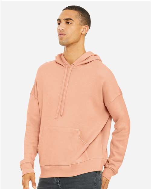 BELLA + CANVAS 3729 Unisex Sponge Fleece Drop Shoulder Hoodie Sweatshirt - Peach - model side