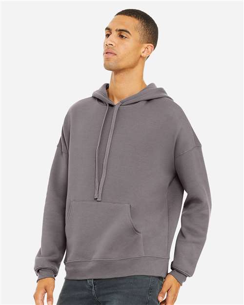 BELLA + CANVAS 3729 Unisex Sponge Fleece Drop Shoulder Hoodie Sweatshirt - Storm - model side