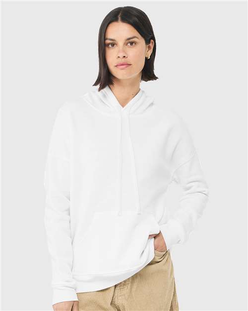 BELLA + CANVAS 3729 Unisex Sponge Fleece Drop Shoulder Hoodie Sweatshirt - White - model front