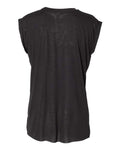 BELLA + CANVAS 8804 Women’s Flowy Rolled Cuffs Muscle Tee - Black - back