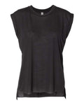 BELLA + CANVAS 8804 Women’s Flowy Rolled Cuffs Muscle Tee - Black - front