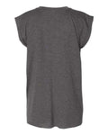 BELLA + CANVAS 8804 Women’s Flowy Rolled Cuffs Muscle Tee - Dark Grey Heather - back