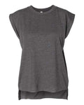 BELLA + CANVAS 8804 Women’s Flowy Rolled Cuffs Muscle Tee - Dark Grey Heather - front