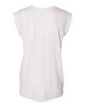 BELLA + CANVAS 8804 Women’s Flowy Rolled Cuffs Muscle Tee - White - back
