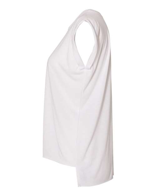 BELLA + CANVAS 8804 Women’s Flowy Rolled Cuffs Muscle Tee - White - side