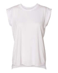 BELLA + CANVAS 8804 Women’s Flowy Rolled Cuffs Muscle Tee - White - front