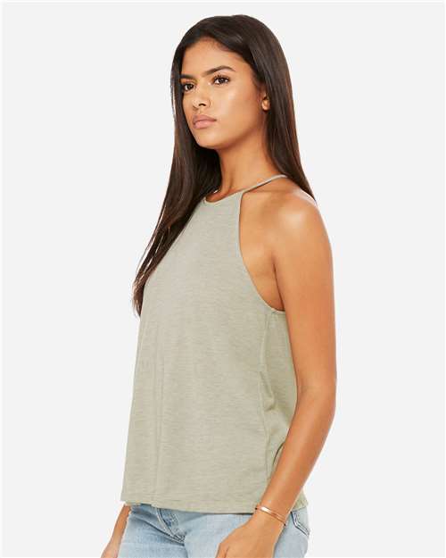 BELLA + CANVAS 8809 Women's Flowy High-Neck Tank - Heather Stone - model side