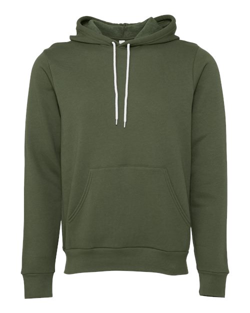 Bella+Canvas 3719 Unisex Sponge Fleece Pullover Hoodie - Military Green - flat front
