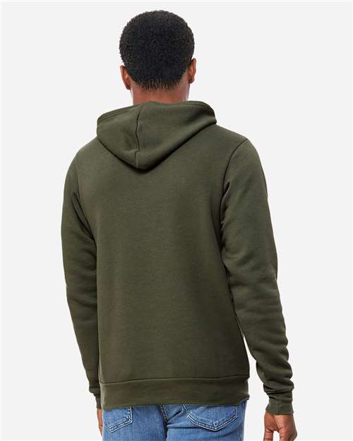 Bella+Canvas 3719 Unisex Sponge Fleece Pullover Hoodie - Military Green - model back