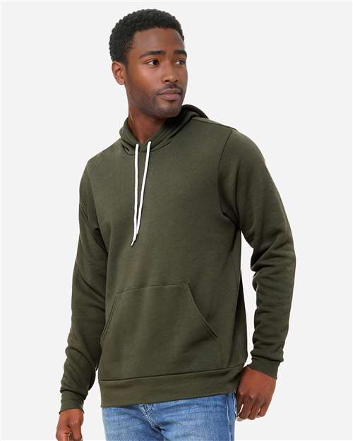 Bella+Canvas 3719 Unisex Sponge Fleece Pullover Hoodie - Military Green - model side