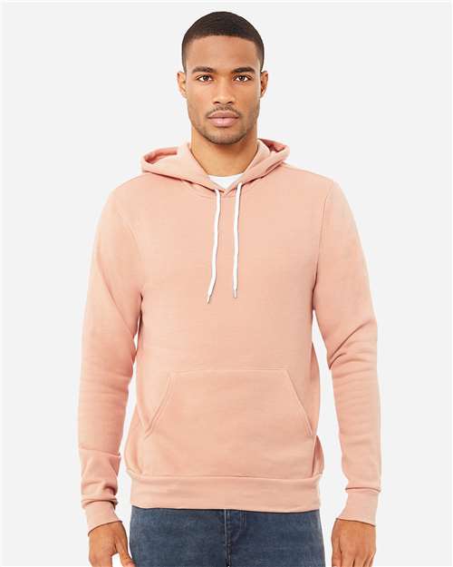 Bella+Canvas 3719 Unisex Sponge Fleece Pullover Hoodie - Peach - model front