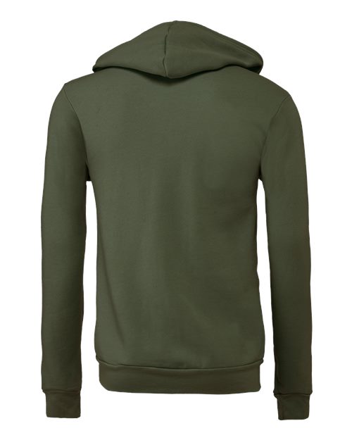 Bella + Canvas 3739 Sponge Fleece Full-Zip Hoodie Sweatshirt - Military Green - back