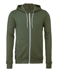 Bella + Canvas 3739 Sponge Fleece Full-Zip Hoodie Sweatshirt - Military Green - flat front