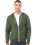 Bella + Canvas 3739 Sponge Fleece Full-Zip Hoodie Sweatshirt - Military Green - model front