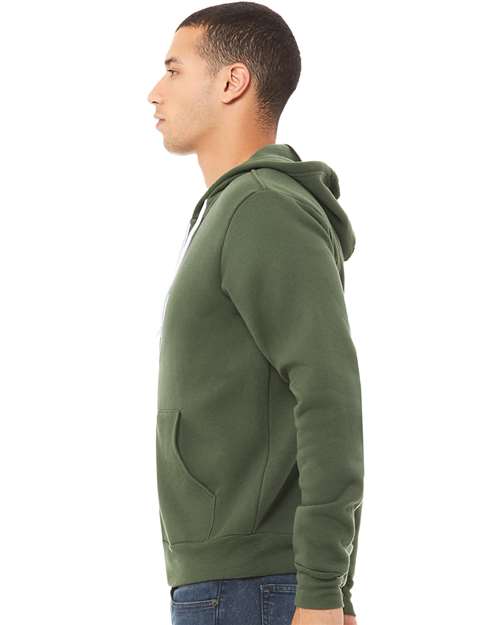 Bella + Canvas 3739 Sponge Fleece Full-Zip Hoodie Sweatshirt - Military Green - model side