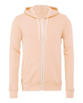 Bella + Canvas 3739 Sponge Fleece Full-Zip Hoodie Sweatshirt - Peach - flat front