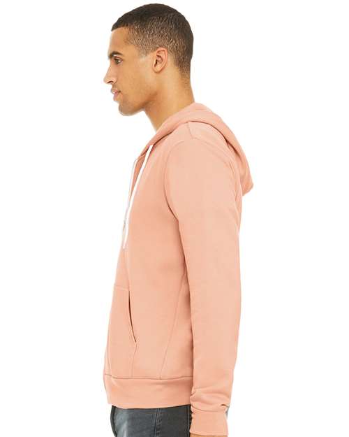 Bella + Canvas 3739 Sponge Fleece Full-Zip Hoodie Sweatshirt - Peach - model side