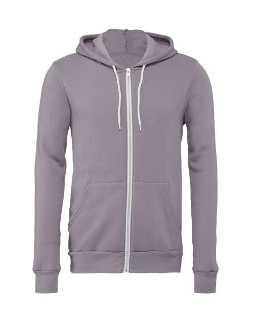 Bella + Canvas 3739 Sponge Fleece Full-Zip Hoodie Sweatshirt - Storm - flat front