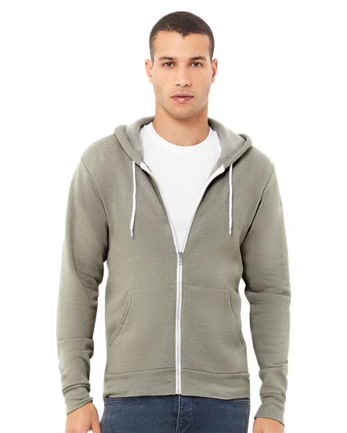 Bella + Canvas 3739 Sponge Fleece Full-Zip Hoodie Sweatshirt - Heather Stone - model front
