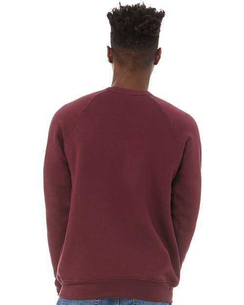 BELLA + CANVAS 3901 Unisex Sponge Fleece Raglan Crewneck Sweatshirt - Maroon - model back