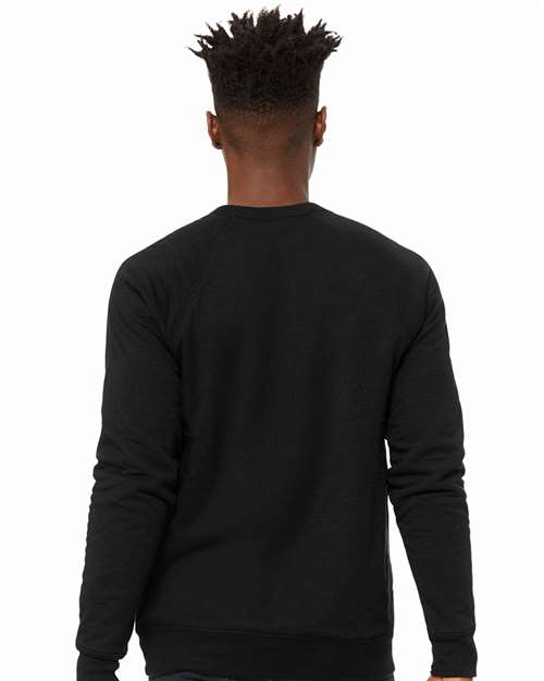 BELLA + CANVAS 3901 Unisex Sponge Fleece Raglan Crewneck Sweatshirt - Black Heather - model back