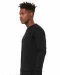 BELLA + CANVAS 3901 Unisex Sponge Fleece Raglan Crewneck Sweatshirt - Black Heather - model side