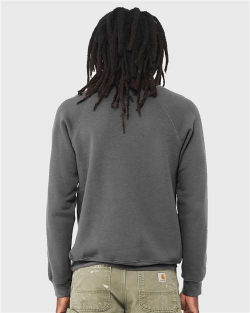 BELLA + CANVAS 3901 Unisex Sponge Fleece Raglan Crewneck Sweatshirt - Asphalt - model back