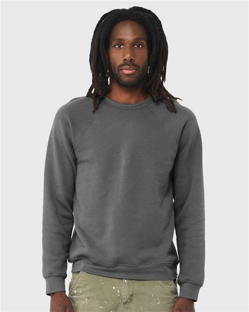 BELLA + CANVAS 3901 Unisex Sponge Fleece Raglan Crewneck Sweatshirt - Asphalt - model front