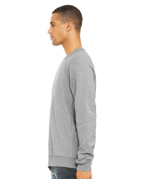 BELLA + CANVAS 3901 Unisex Sponge Fleece Raglan Crewneck Sweatshirt - Athletic Heather - model side