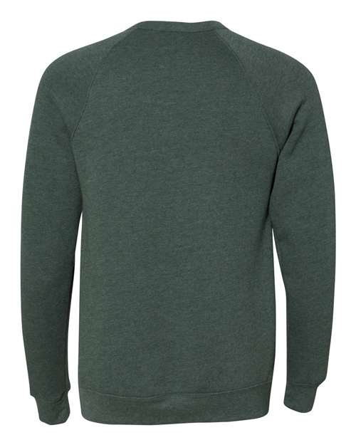 BELLA + CANVAS 3901 Unisex Sponge Fleece Raglan Crewneck Sweatshirt - Heather Forest - back