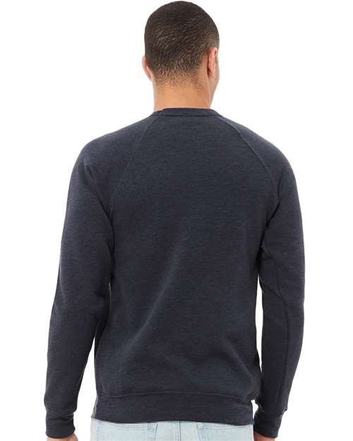 BELLA + CANVAS 3901 Unisex Sponge Fleece Raglan Crewneck Sweatshirt - Heather Navy - model back