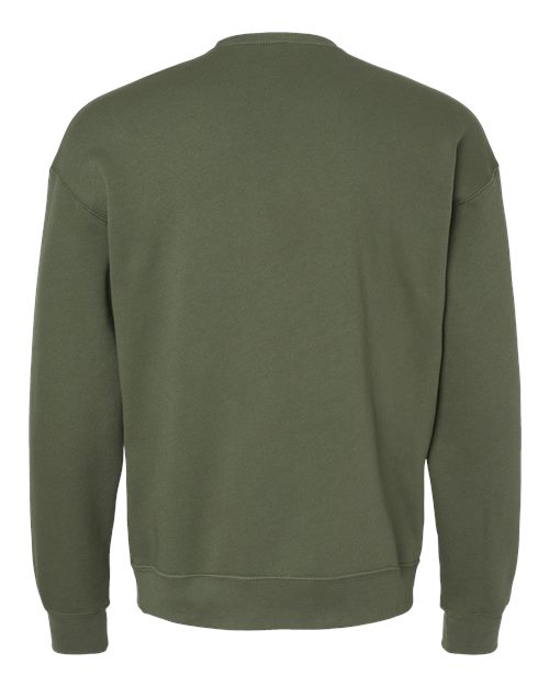 Bella + Canvas 3945 Sponge Fleece Drop Shoulder Crewneck Sweatshirt - Military Green - back