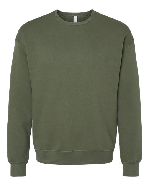 Bella + Canvas 3945 Sponge Fleece Drop Shoulder Crewneck Sweatshirt - Military Green - flat front