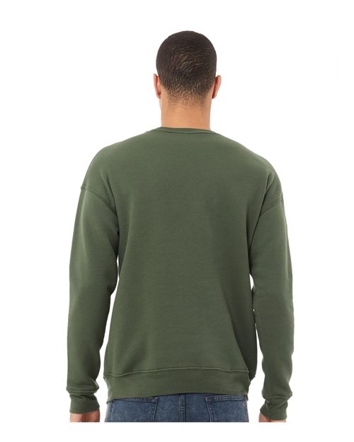 Bella + Canvas 3945 Sponge Fleece Drop Shoulder Crewneck Sweatshirt - Military Green - model back