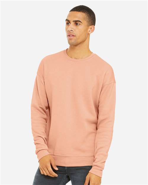 Bella + Canvas 3945 Sponge Fleece Drop Shoulder Crewneck Sweatshirt - Peach - model side