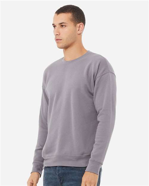 Bella + Canvas 3945 Sponge Fleece Drop Shoulder Crewneck Sweatshirt - Storm - model side