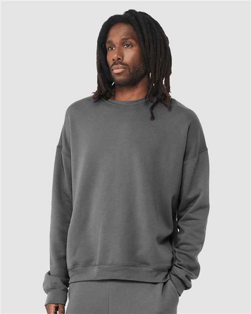 Bella + Canvas 3945 Sponge Fleece Drop Shoulder Crewneck Sweatshirt - Asphalt - model side