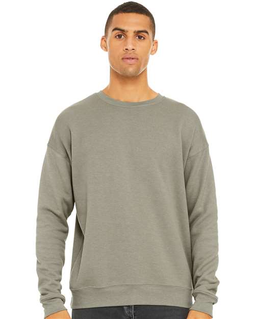 Bella + Canvas 3945 Sponge Fleece Drop Shoulder Crewneck Sweatshirt - Heather Stone - model front